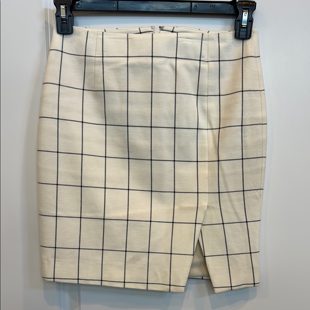 Banana Republic Cream Navy Windowpane Pencil Skirt Work